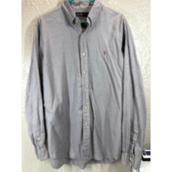Ralph Lauren Shirt Long Sleeve Button Down Green Purple Check Mens Size XL - Picture 1 of 4